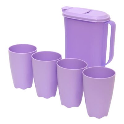 kit jarra 2litros + 4 copos de 500ml roxo