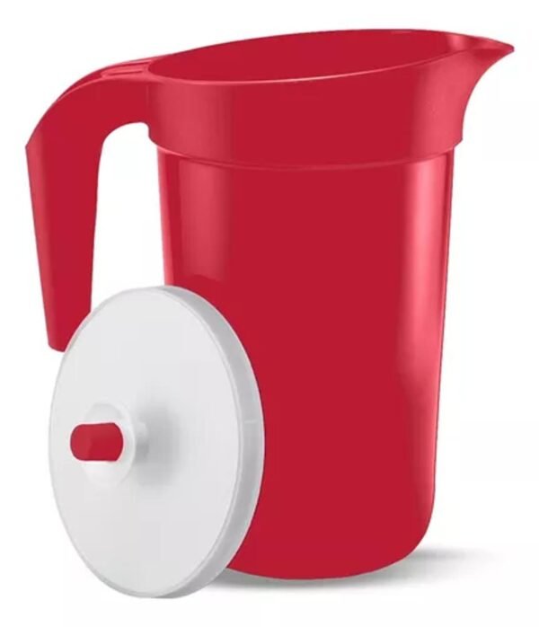 Jarra Tupperwarede 2 Litros na cor Vermelha- com tampa Conserva e Serve - Image 2