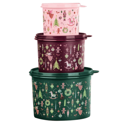 Caixa Encanto de Natal Tupperware com 3 peças