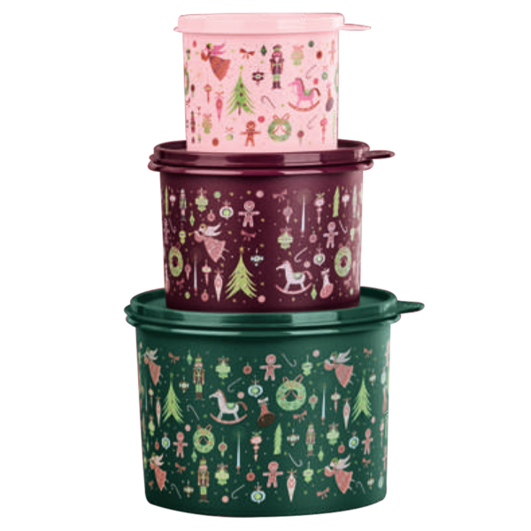 Caixa Encanto de Natal Tupperware com 3 peças