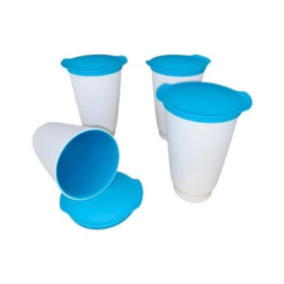 Kit 4 Copos Allegra Azul E Branco 450ml tupperware