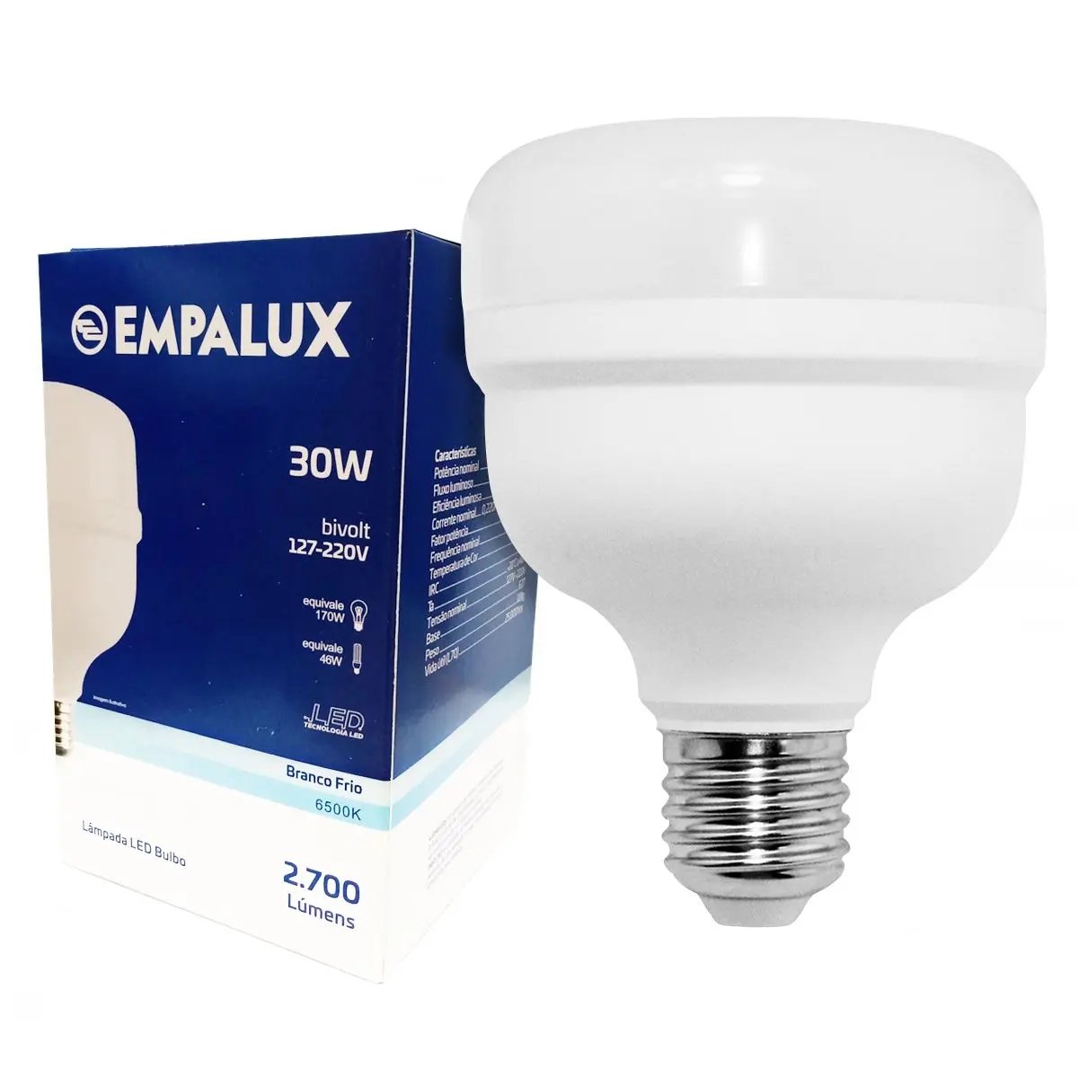 Lâmpada Led Bulbo E27 50W 6500K Eco Empalux - Image 3